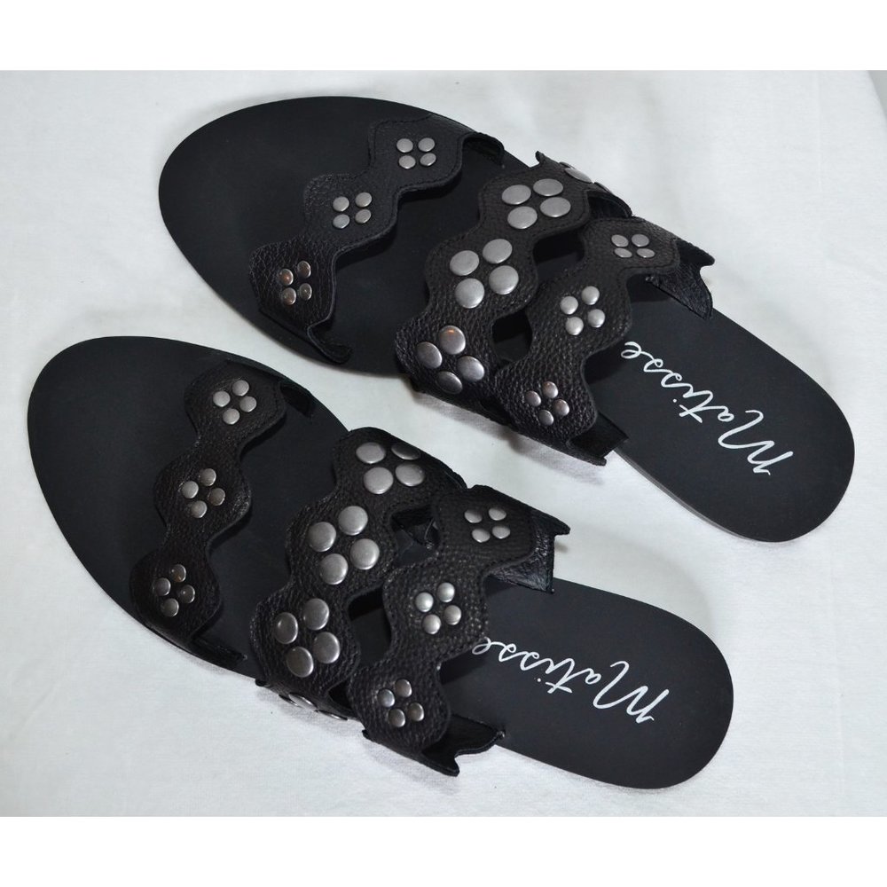 Matisse Wide Eyed Studded Leather Slide Sandals Black 9M - Picture 4 of 11
